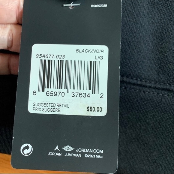 Kids Air Jordan Black Crew Neck Sweatshirt w Kangaroo Pocket size Lg. - Picture 7 of 7